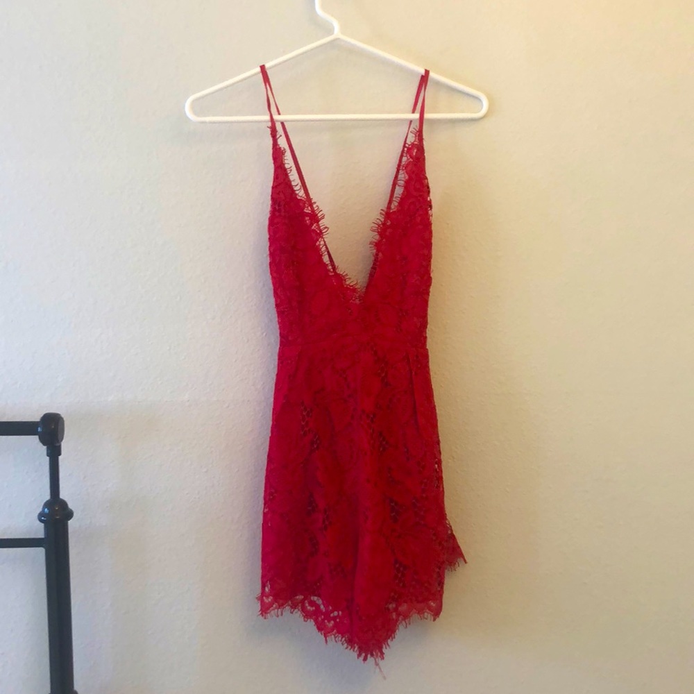 Red Lace Romper